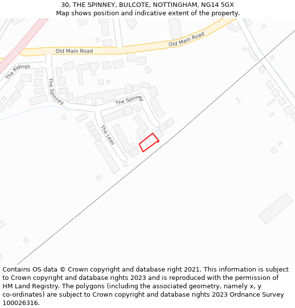 30, THE SPINNEY, BULCOTE, NOTTINGHAM, NG14 5GX: Location map and indicative extent of plot