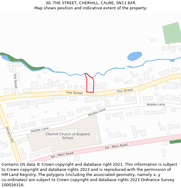 30, THE STREET, CHERHILL, CALNE, SN11 8XR: Location map and indicative extent of plot