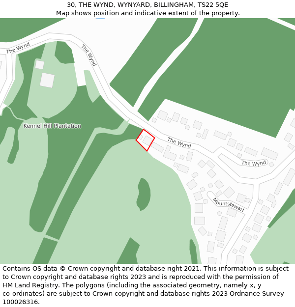 30, THE WYND, WYNYARD, BILLINGHAM, TS22 5QE: Location map and indicative extent of plot