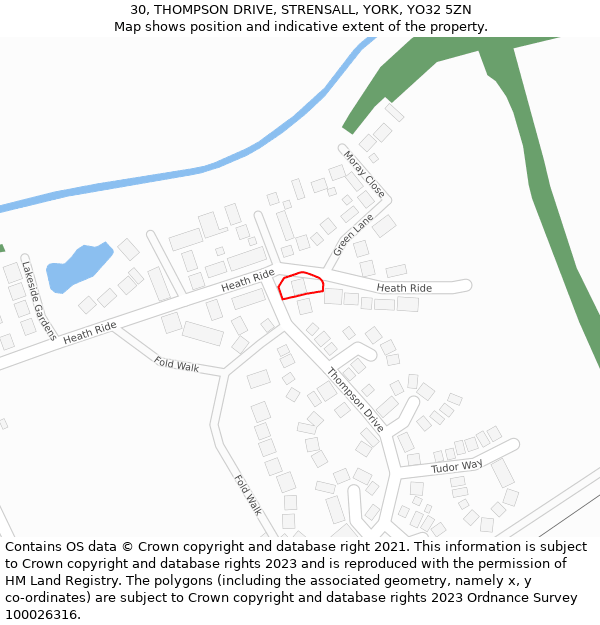 30, THOMPSON DRIVE, STRENSALL, YORK, YO32 5ZN: Location map and indicative extent of plot