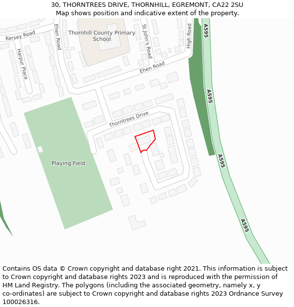 30, THORNTREES DRIVE, THORNHILL, EGREMONT, CA22 2SU: Location map and indicative extent of plot