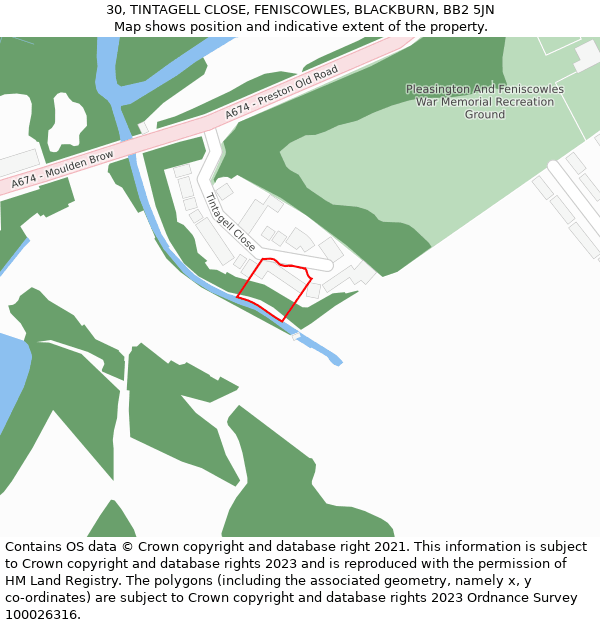 30, TINTAGELL CLOSE, FENISCOWLES, BLACKBURN, BB2 5JN: Location map and indicative extent of plot