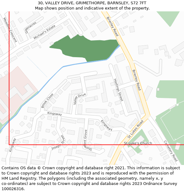 30, VALLEY DRIVE, GRIMETHORPE, BARNSLEY, S72 7FT: Location map and indicative extent of plot