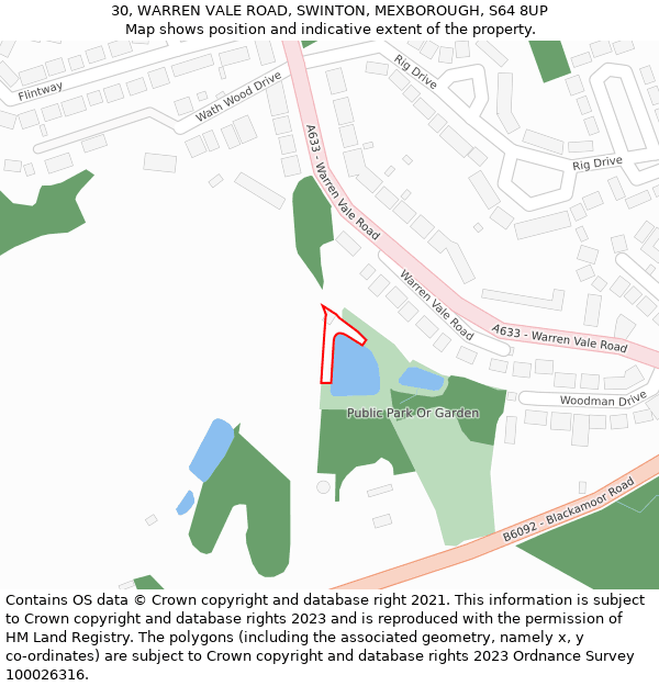 30, WARREN VALE ROAD, SWINTON, MEXBOROUGH, S64 8UP: Location map and indicative extent of plot