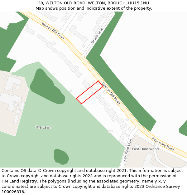 30, WELTON OLD ROAD, WELTON, BROUGH, HU15 1NU: Location map and indicative extent of plot