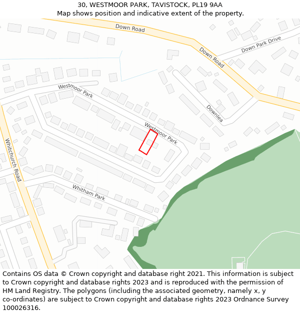 30, WESTMOOR PARK, TAVISTOCK, PL19 9AA: Location map and indicative extent of plot
