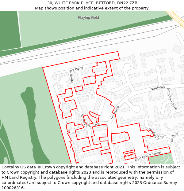 30, WHITE PARK PLACE, RETFORD, DN22 7ZB: Location map and indicative extent of plot