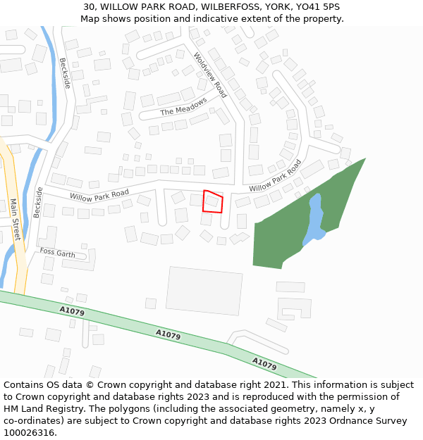 30, WILLOW PARK ROAD, WILBERFOSS, YORK, YO41 5PS: Location map and indicative extent of plot