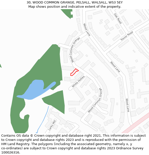 30, WOOD COMMON GRANGE, PELSALL, WALSALL, WS3 5EY: Location map and indicative extent of plot