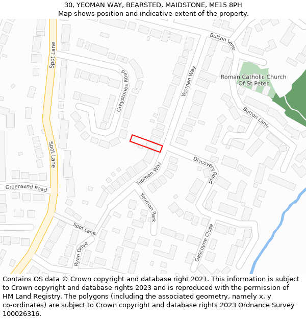 30, YEOMAN WAY, BEARSTED, MAIDSTONE, ME15 8PH: Location map and indicative extent of plot