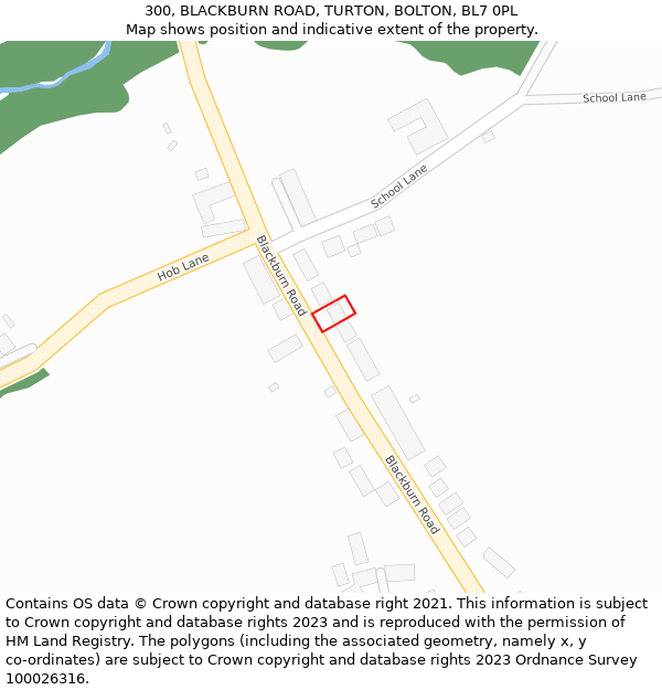 300, BLACKBURN ROAD, TURTON, BOLTON, BL7 0PL: Location map and indicative extent of plot