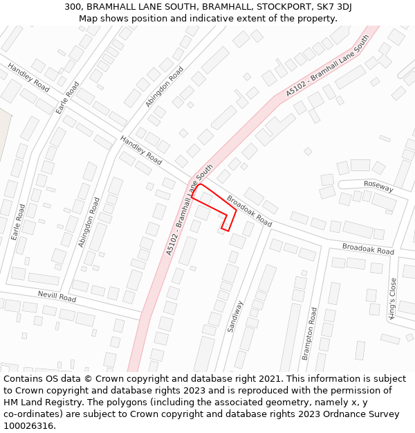 300, BRAMHALL LANE SOUTH, BRAMHALL, STOCKPORT, SK7 3DJ: Location map and indicative extent of plot