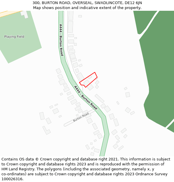 300, BURTON ROAD, OVERSEAL, SWADLINCOTE, DE12 6JN: Location map and indicative extent of plot