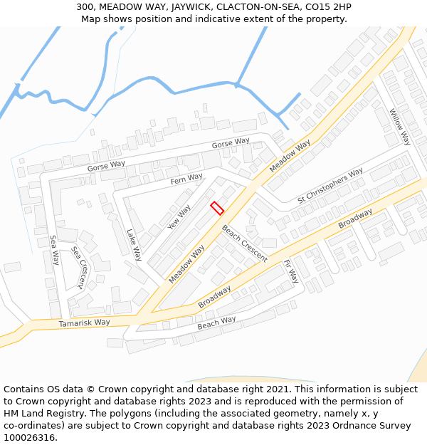 300, MEADOW WAY, JAYWICK, CLACTON-ON-SEA, CO15 2HP: Location map and indicative extent of plot