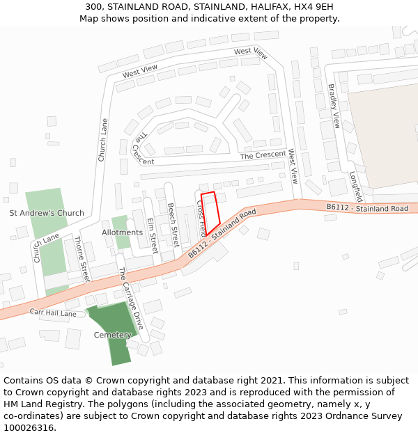 300, STAINLAND ROAD, STAINLAND, HALIFAX, HX4 9EH: Location map and indicative extent of plot