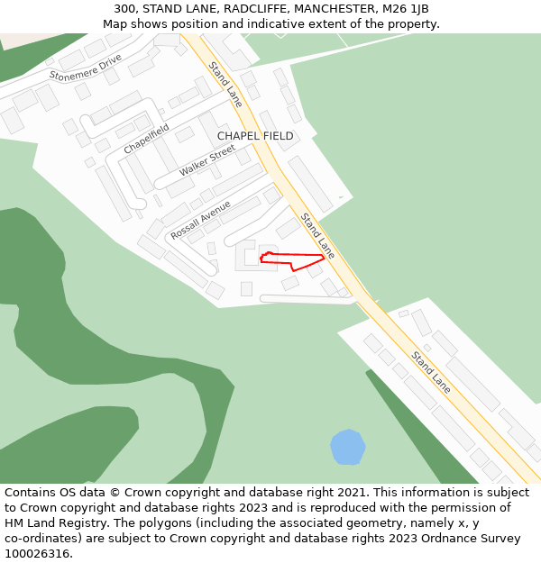 300, STAND LANE, RADCLIFFE, MANCHESTER, M26 1JB: Location map and indicative extent of plot