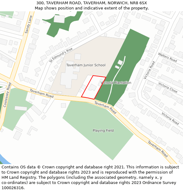 300, TAVERHAM ROAD, TAVERHAM, NORWICH, NR8 6SX: Location map and indicative extent of plot