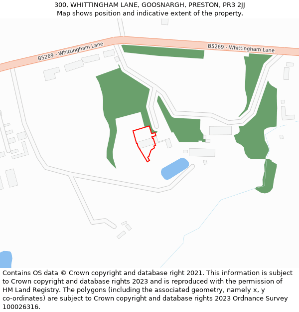 300, WHITTINGHAM LANE, GOOSNARGH, PRESTON, PR3 2JJ: Location map and indicative extent of plot