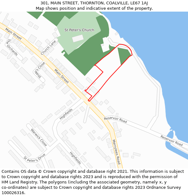 301, MAIN STREET, THORNTON, COALVILLE, LE67 1AJ: Location map and indicative extent of plot