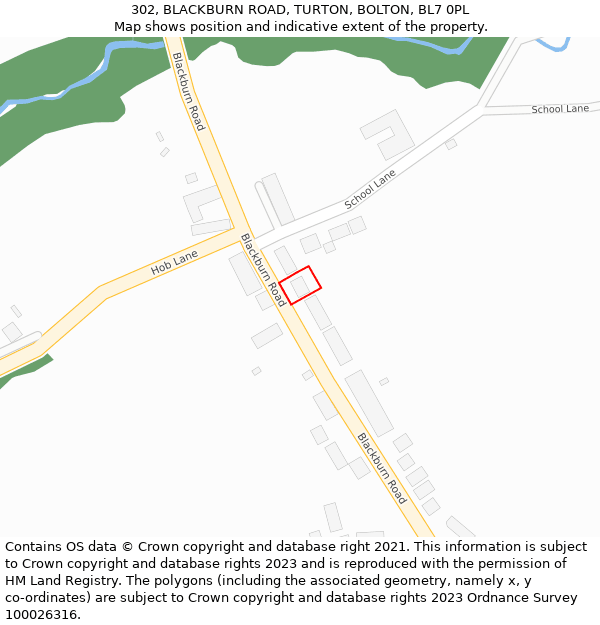 302, BLACKBURN ROAD, TURTON, BOLTON, BL7 0PL: Location map and indicative extent of plot