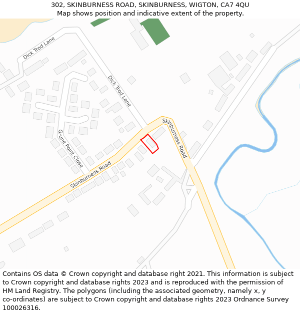 302, SKINBURNESS ROAD, SKINBURNESS, WIGTON, CA7 4QU: Location map and indicative extent of plot