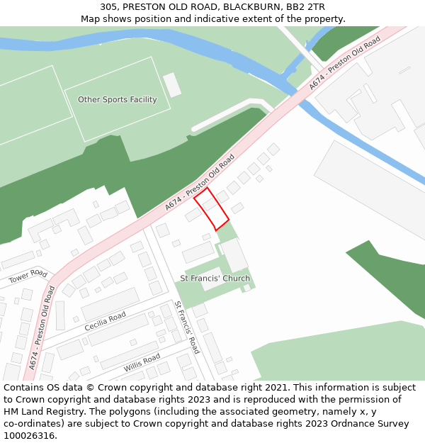 305, PRESTON OLD ROAD, BLACKBURN, BB2 2TR: Location map and indicative extent of plot