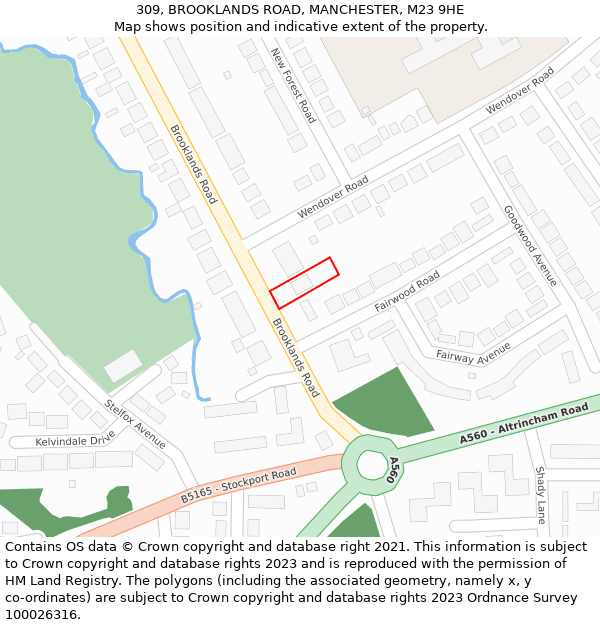 309, BROOKLANDS ROAD, MANCHESTER, M23 9HE: Location map and indicative extent of plot