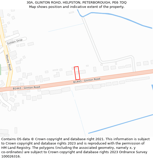 30A, GLINTON ROAD, HELPSTON, PETERBOROUGH, PE6 7DQ: Location map and indicative extent of plot