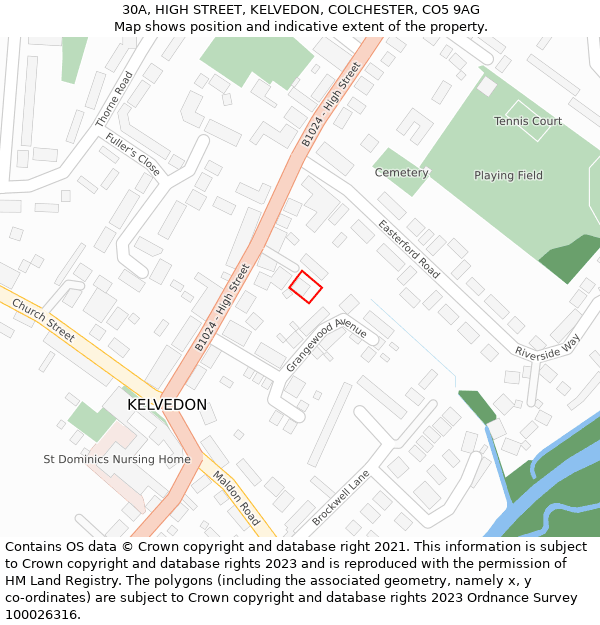 30A, HIGH STREET, KELVEDON, COLCHESTER, CO5 9AG: Location map and indicative extent of plot