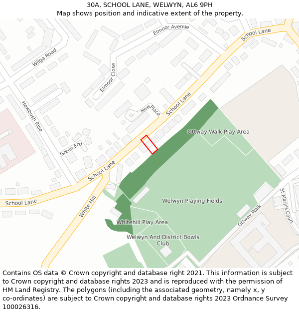 30A, SCHOOL LANE, WELWYN, AL6 9PH: Location map and indicative extent of plot