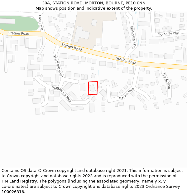 30A, STATION ROAD, MORTON, BOURNE, PE10 0NN: Location map and indicative extent of plot
