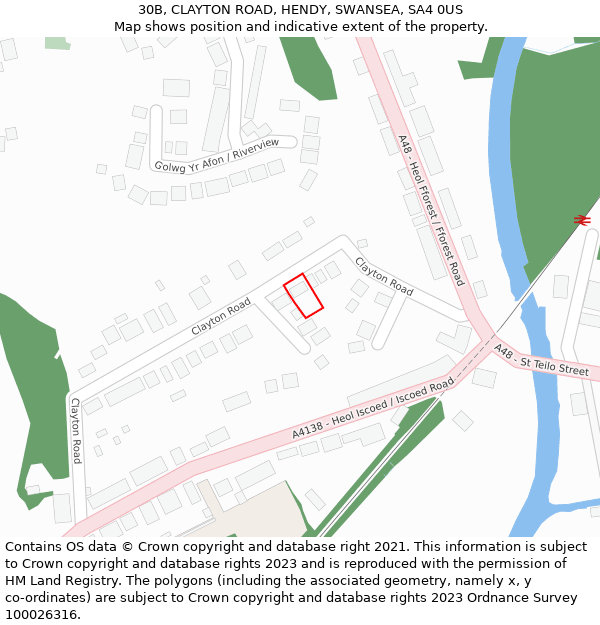 30B, CLAYTON ROAD, HENDY, SWANSEA, SA4 0US: Location map and indicative extent of plot