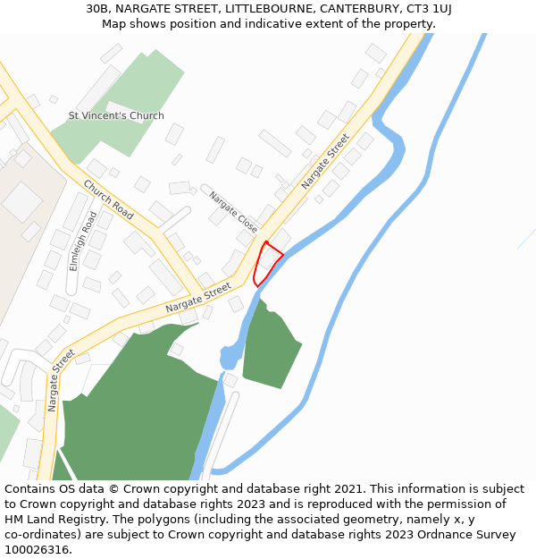 30B, NARGATE STREET, LITTLEBOURNE, CANTERBURY, CT3 1UJ: Location map and indicative extent of plot