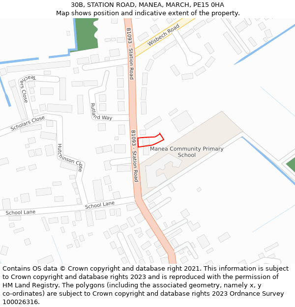 30B, STATION ROAD, MANEA, MARCH, PE15 0HA: Location map and indicative extent of plot