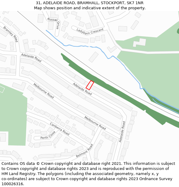 31, ADELAIDE ROAD, BRAMHALL, STOCKPORT, SK7 1NR: Location map and indicative extent of plot