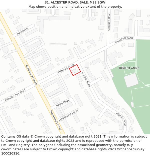31, ALCESTER ROAD, SALE, M33 3GW: Location map and indicative extent of plot