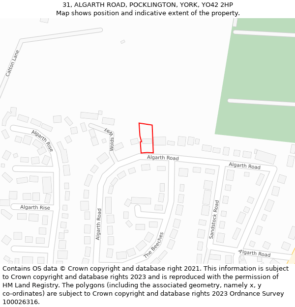 31, ALGARTH ROAD, POCKLINGTON, YORK, YO42 2HP: Location map and indicative extent of plot