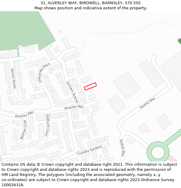 31, ALVERLEY WAY, BIRDWELL, BARNSLEY, S70 5SS: Location map and indicative extent of plot
