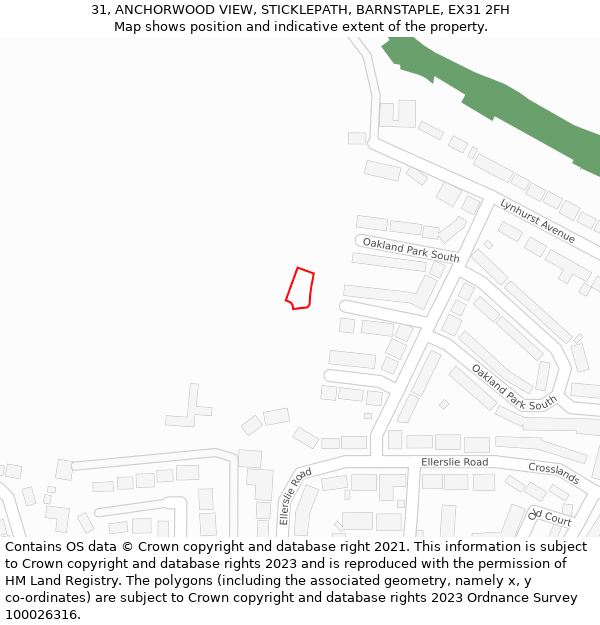 31, ANCHORWOOD VIEW, STICKLEPATH, BARNSTAPLE, EX31 2FH: Location map and indicative extent of plot