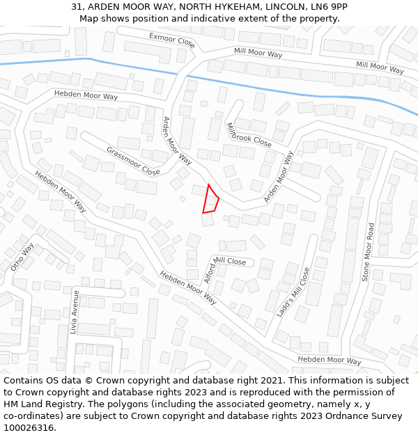 31, ARDEN MOOR WAY, NORTH HYKEHAM, LINCOLN, LN6 9PP: Location map and indicative extent of plot