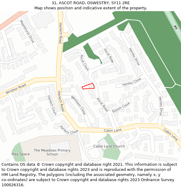 31, ASCOT ROAD, OSWESTRY, SY11 2RE: Location map and indicative extent of plot