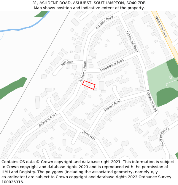 31, ASHDENE ROAD, ASHURST, SOUTHAMPTON, SO40 7DR: Location map and indicative extent of plot