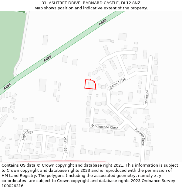 31, ASHTREE DRIVE, BARNARD CASTLE, DL12 8NZ: Location map and indicative extent of plot