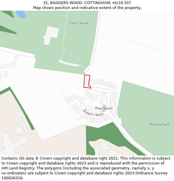 31, BADGERS WOOD, COTTINGHAM, HU16 5ST: Location map and indicative extent of plot