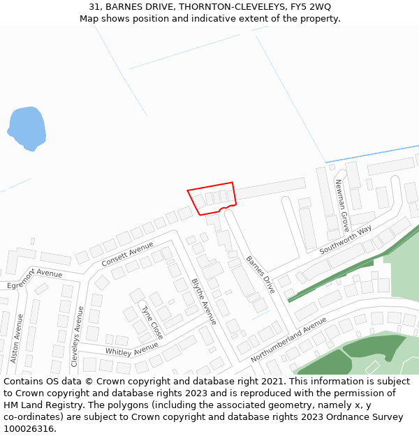 31, BARNES DRIVE, THORNTON-CLEVELEYS, FY5 2WQ: Location map and indicative extent of plot