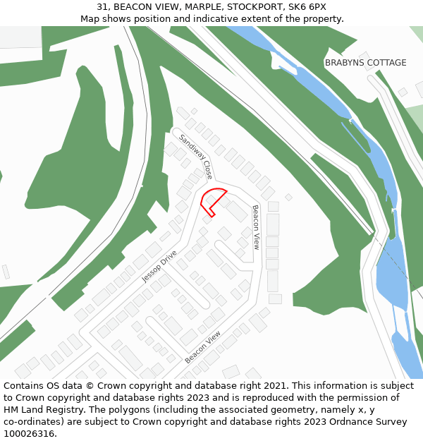 31, BEACON VIEW, MARPLE, STOCKPORT, SK6 6PX: Location map and indicative extent of plot