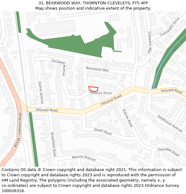 31, BEARWOOD WAY, THORNTON-CLEVELEYS, FY5 4FP: Location map and indicative extent of plot