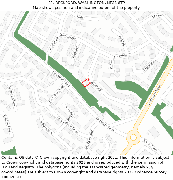 31, BECKFORD, WASHINGTON, NE38 8TP: Location map and indicative extent of plot