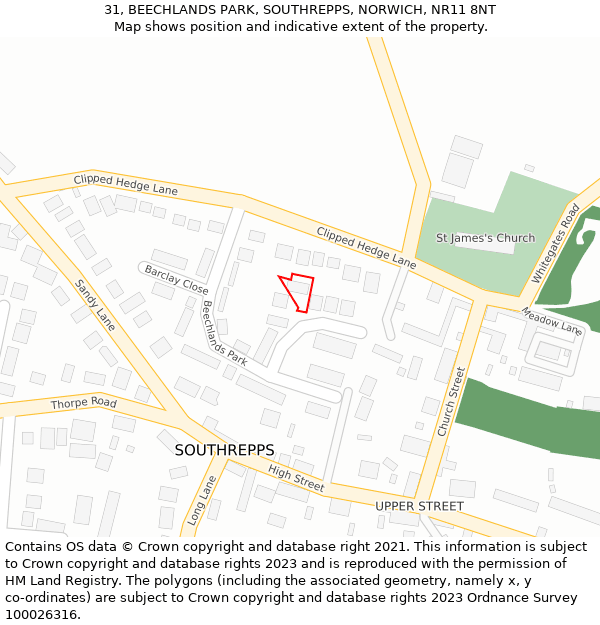 31, BEECHLANDS PARK, SOUTHREPPS, NORWICH, NR11 8NT: Location map and indicative extent of plot