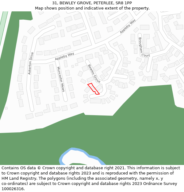 31, BEWLEY GROVE, PETERLEE, SR8 1PP: Location map and indicative extent of plot